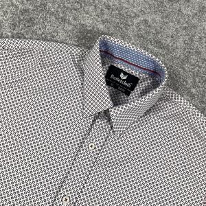 Buttercloth Dress Shirt Mens Extra Large Tall Fit Cotton Geometric Print *Hole